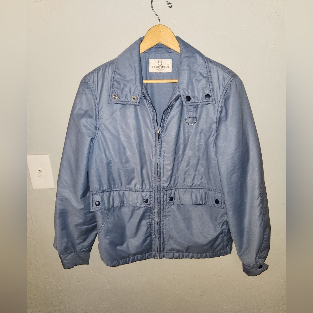 Vintage 1960s 1970s Zero King Slate Blue Bomber Jacket